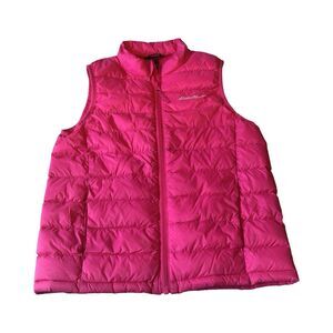 Eddie Bauer Girls Duck Down Hot Pink Puffer Vest Size Small 7/8 Packable